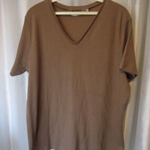 EWM Lite Brown V Neck T Shirt/Top Sz L 18/20 NWNT